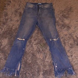 Mumu high waisted jeans with frayed bottoms